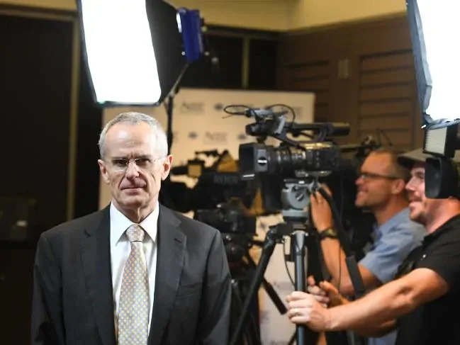 ACCC Chair Rod Sims is seen before a press conference about the release of the preliminary report of the Digital Platforms Inquiry into Google, Facebook and Australian media. Picture: AAP Source:AAP