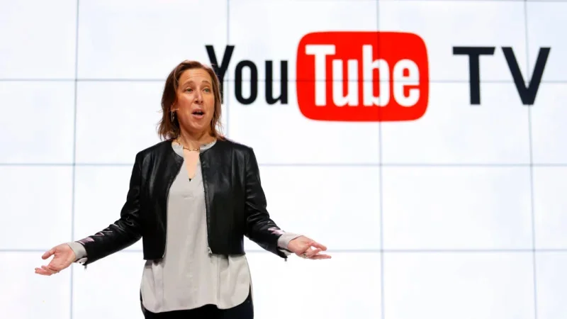 YouTube CEO Susan Wojicki speaks during the introduction of YouTube TV in Los Angeles in 2017. CREDIT:AP