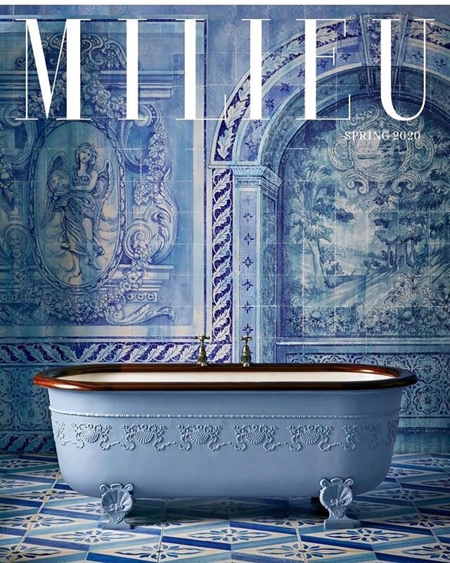 Thrilled to have produced this cover and story for @milieumag 📷@janbaldwin. Bath from @watermonopoly. Background and floor painted by @tabbyriley_ using  Mylands paint @mylands_london