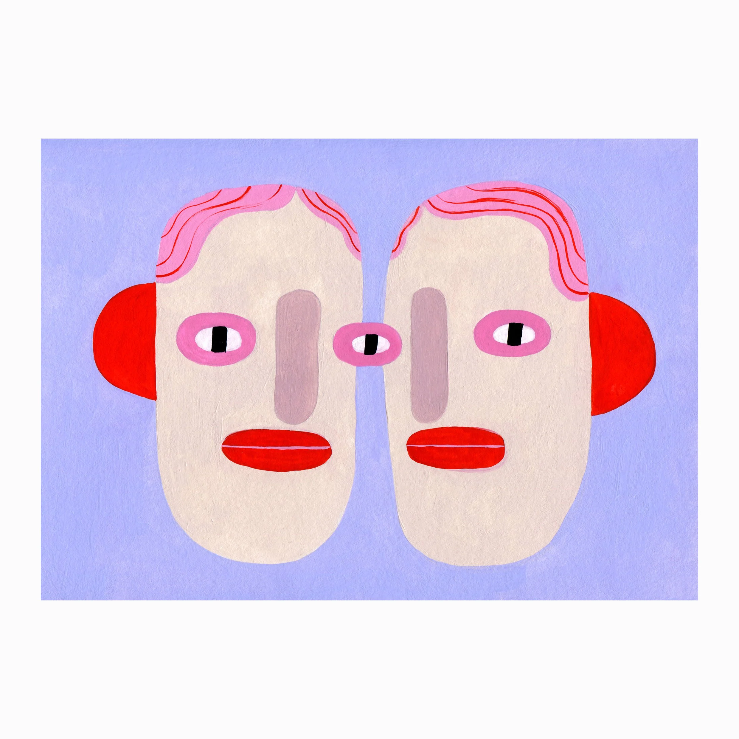 'Two Heads in Pale Lavender' Original Painting