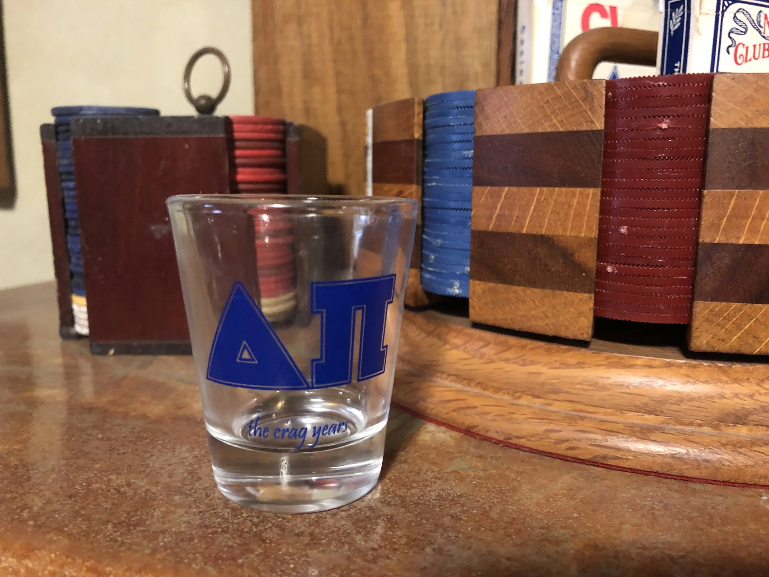 “The Crag Years” shot glasses.