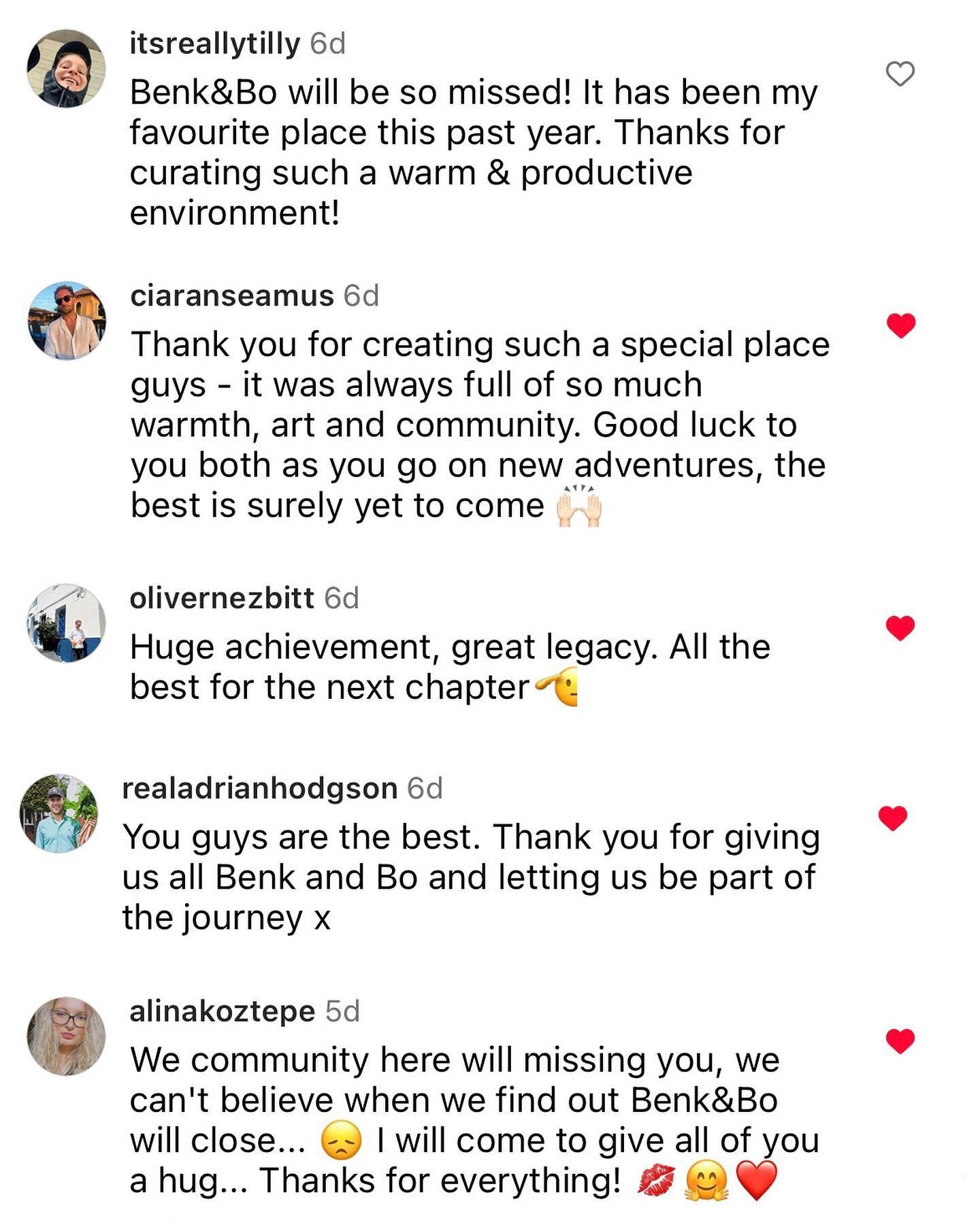 What an absolutely overwhelming response and wave of beautiful words to our announcement. I would be lying if I said it was all read with dry eyes. Here are some of the comments that have made us even more proud of what we have created together with 