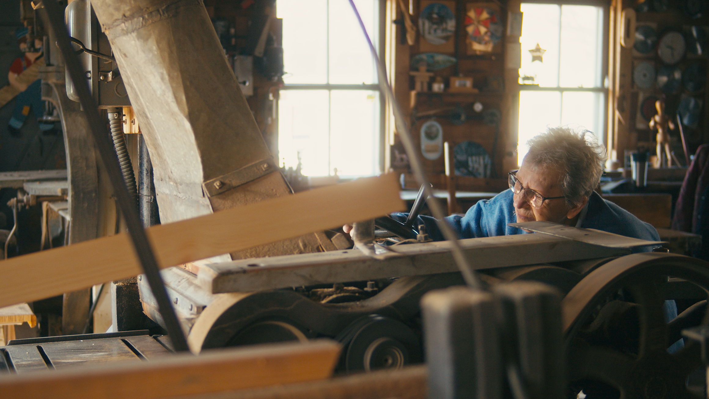 Lucille working in the Martineau woodshop.
