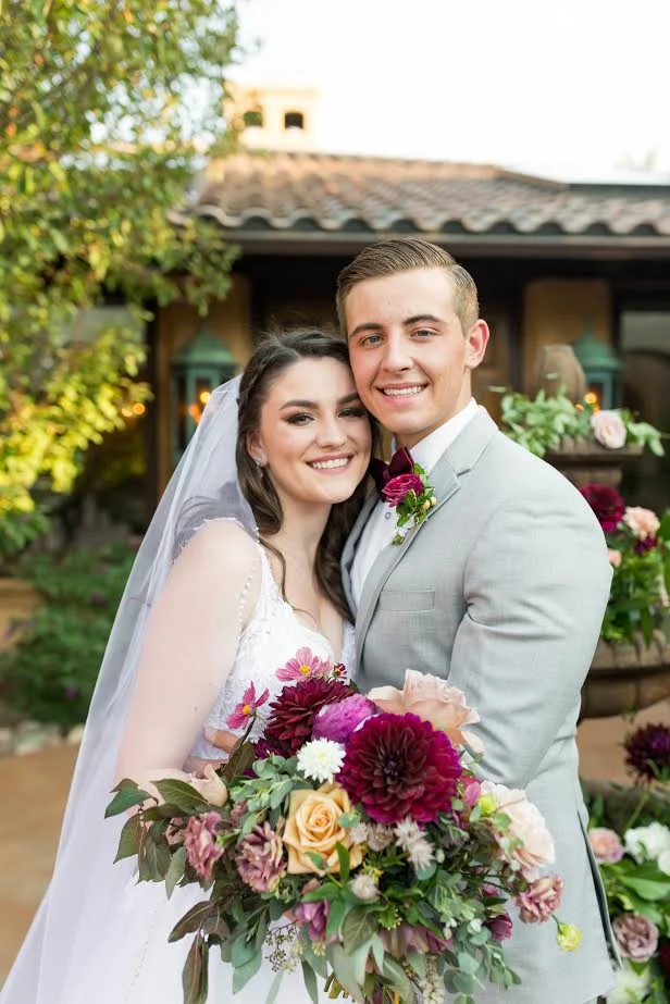 Makeup: Mooistudio.co Photographer: Hannah Pobar Venue: Villa Parker Floral: Bella Lu Floral Bride and Groom: Alice and Nick Dress: The Bridal Collection Hair: Shelby Varra