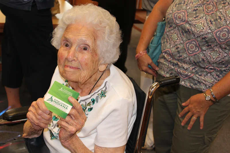 Velma Wortman gets her Evergreen Card!