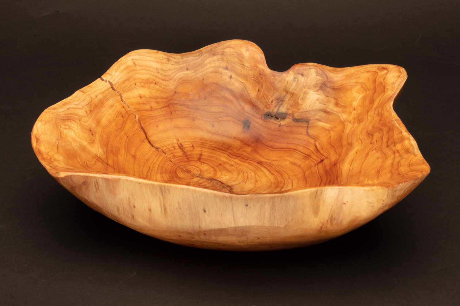 Hand Carved Wood Bowl 13"