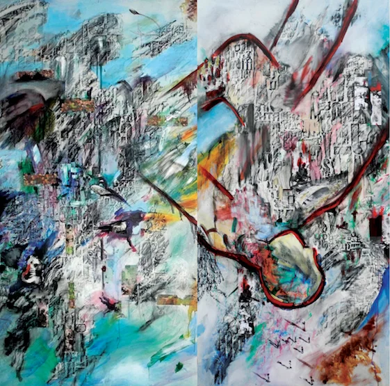 'Broken Rainbow' Selected for Biennale of Paintings in Poland, 2014. oil on canvas dyptych, 2x2m