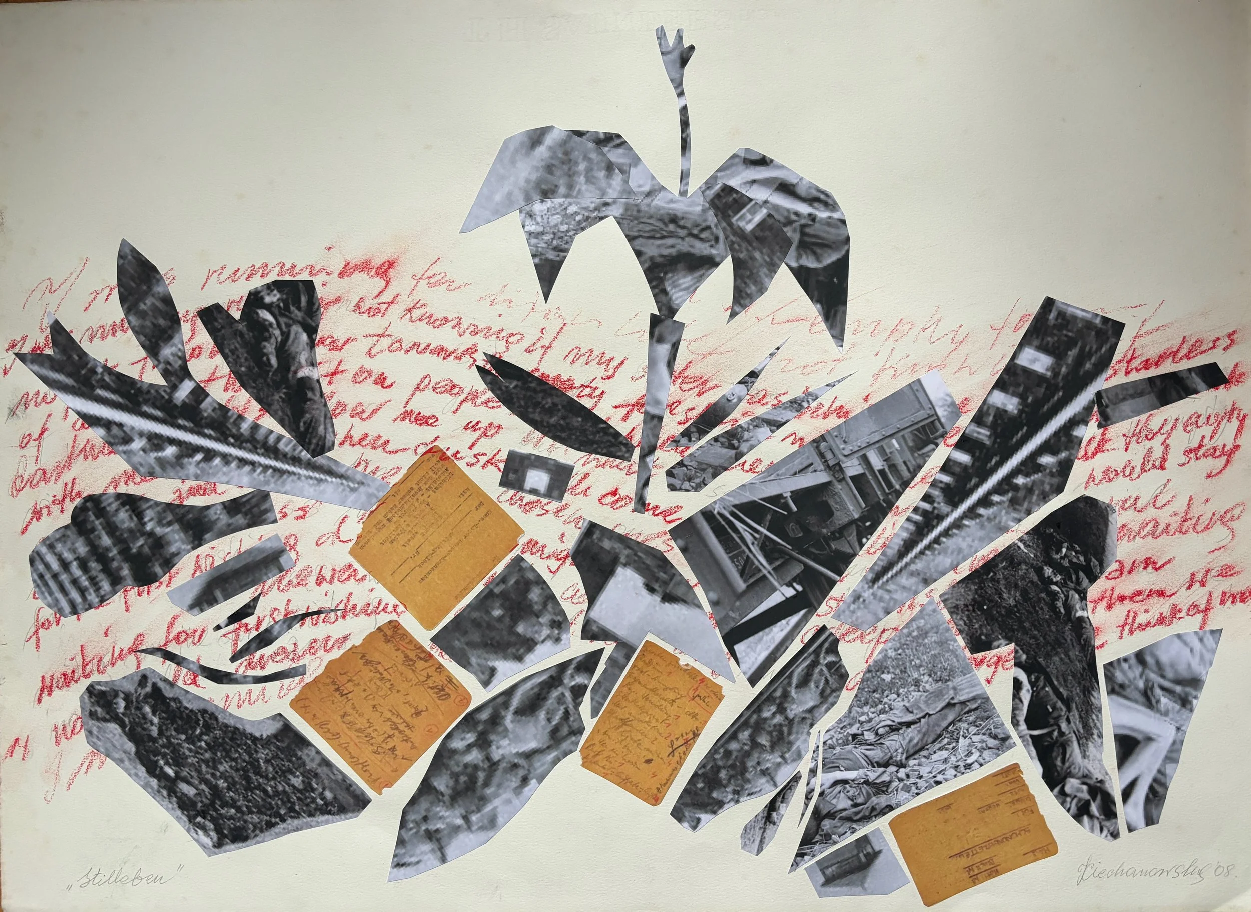 'Stilleben' (Still Life) - collage and pastel on paper