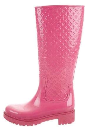 LOUIS VUITTON Splash Shine Monogram long rain boots Rain shoes rubber pink
