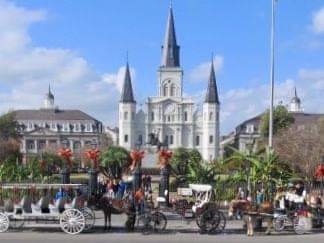 Jackson Square with St. Louis Cathedral could just as easily exist in downtown Lyon or Bordeaux