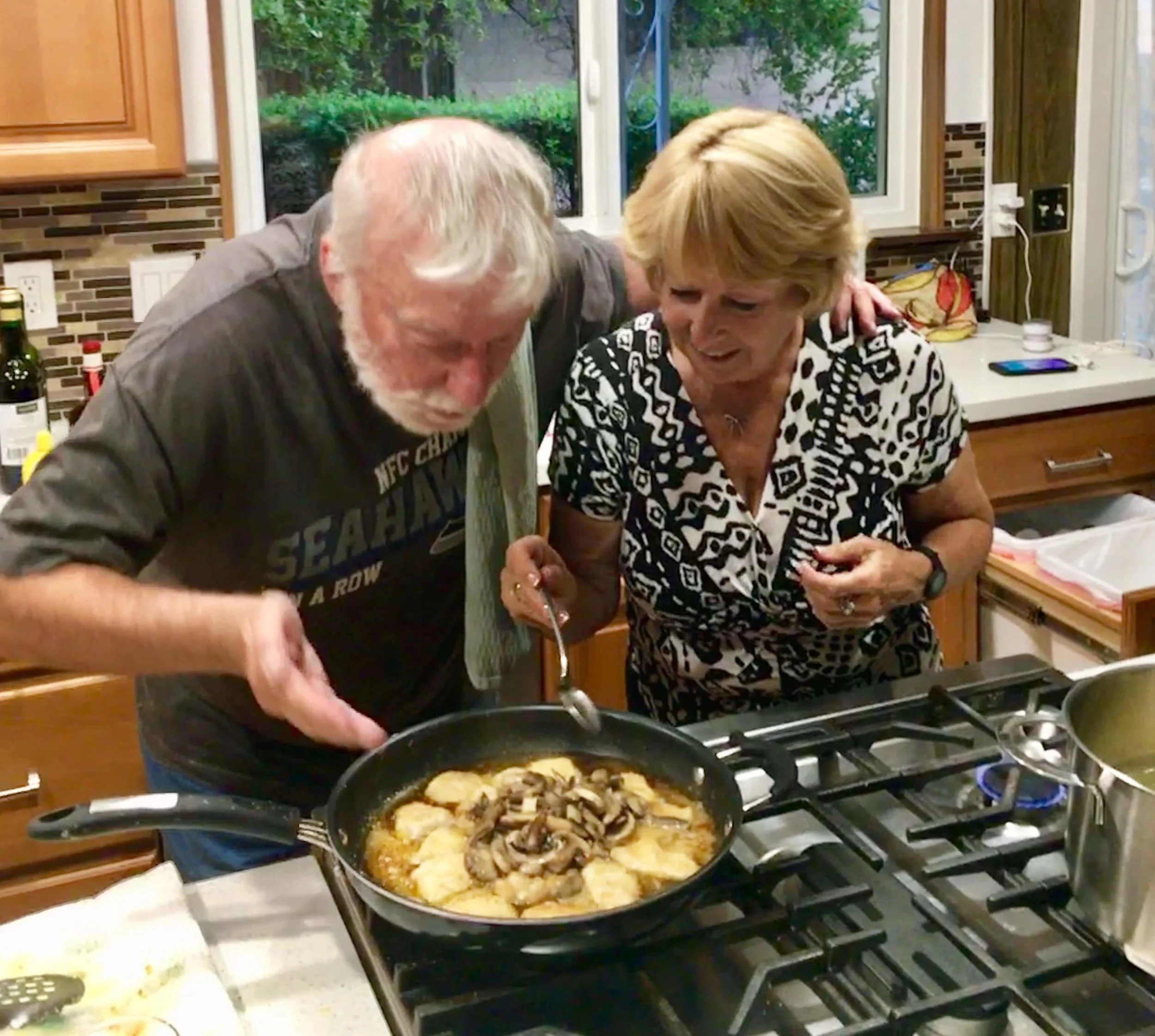 My first "big cook" for Carol was chicken marsala, a good start to spoiling her