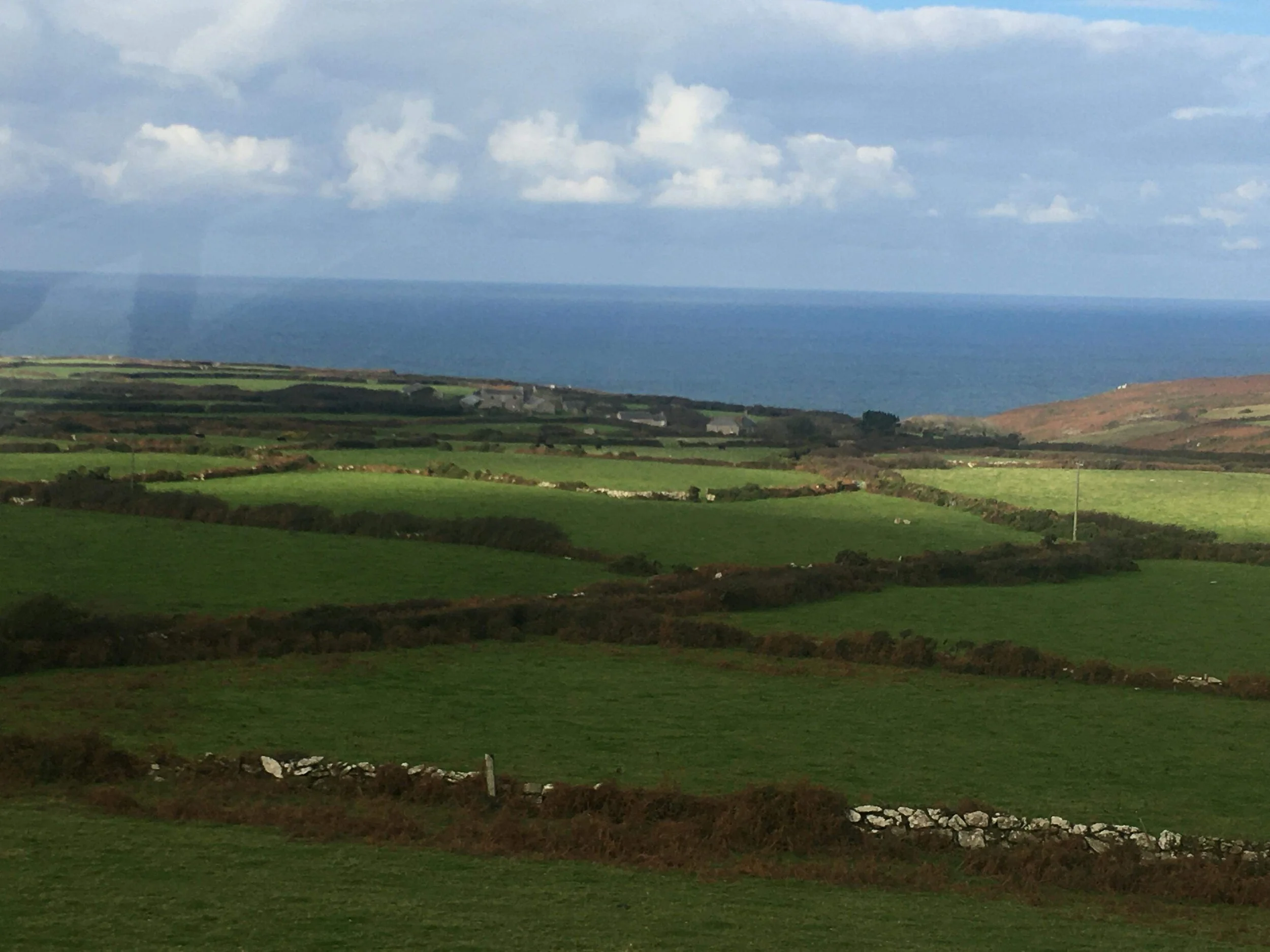 The Cornish coast as seen and enjoyed from the comfort and safety of the A2 to Lands' End.