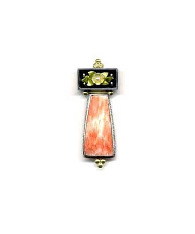 Sterling silver, fine silver, vitreous enamel, fresh water pearls, 18K yellow gold, sequins, spondillus shell