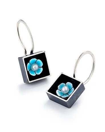 Sterling silver, fine silver, vitreous enamel, fresh water pearls(available in different colors)
