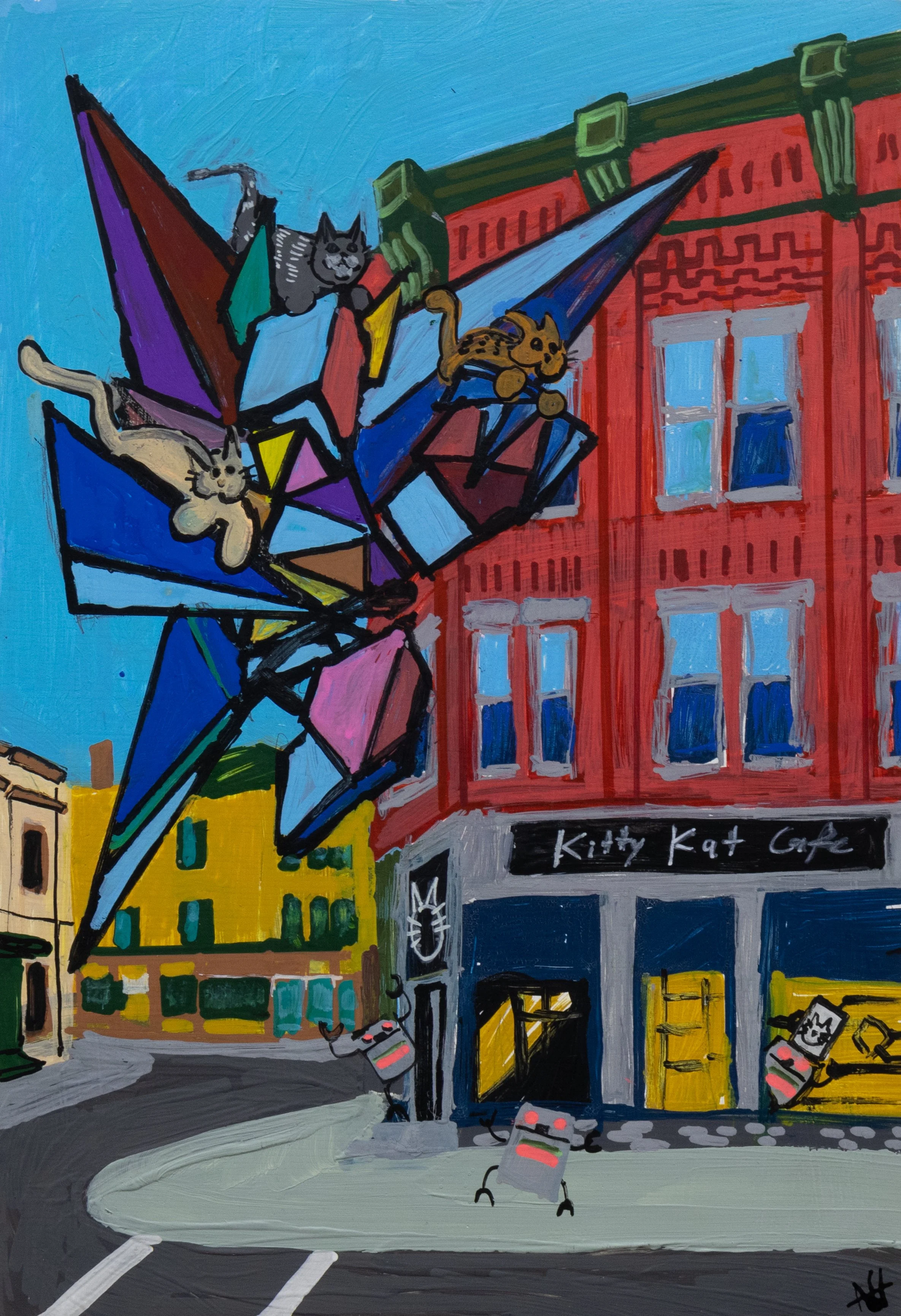  “Cat Extraction”  8”×12” painting on wood panel sold at Matilda swanson Art Bar during the Stratford Artist Takeover. 