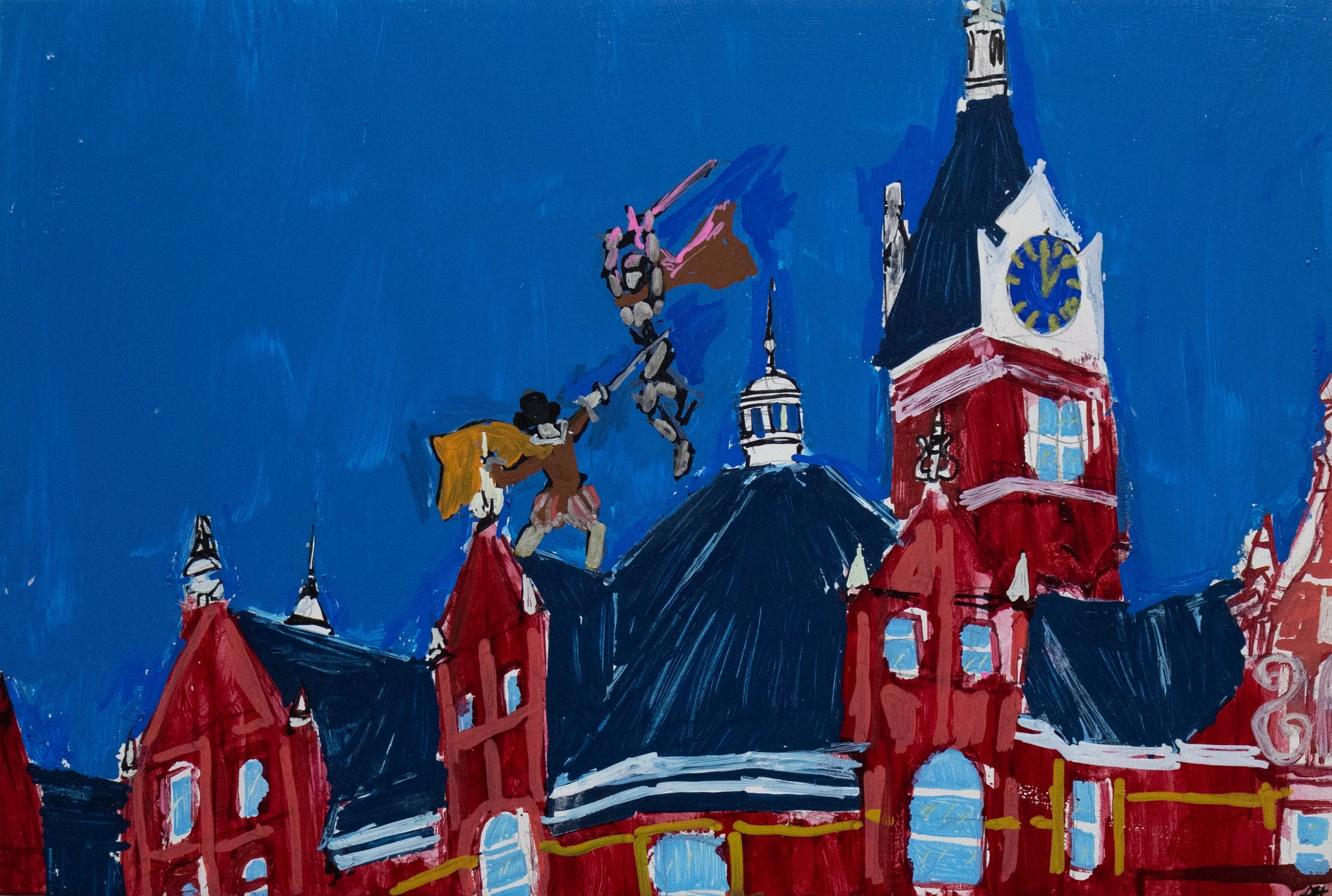  “Creative Differences!”  Mixed media on 8”x12” wood panel  currently for sale as a Matilda Swanson Gallery exclusive.   https://www.matildaswansongallery.com/adam-vanderheide.html  