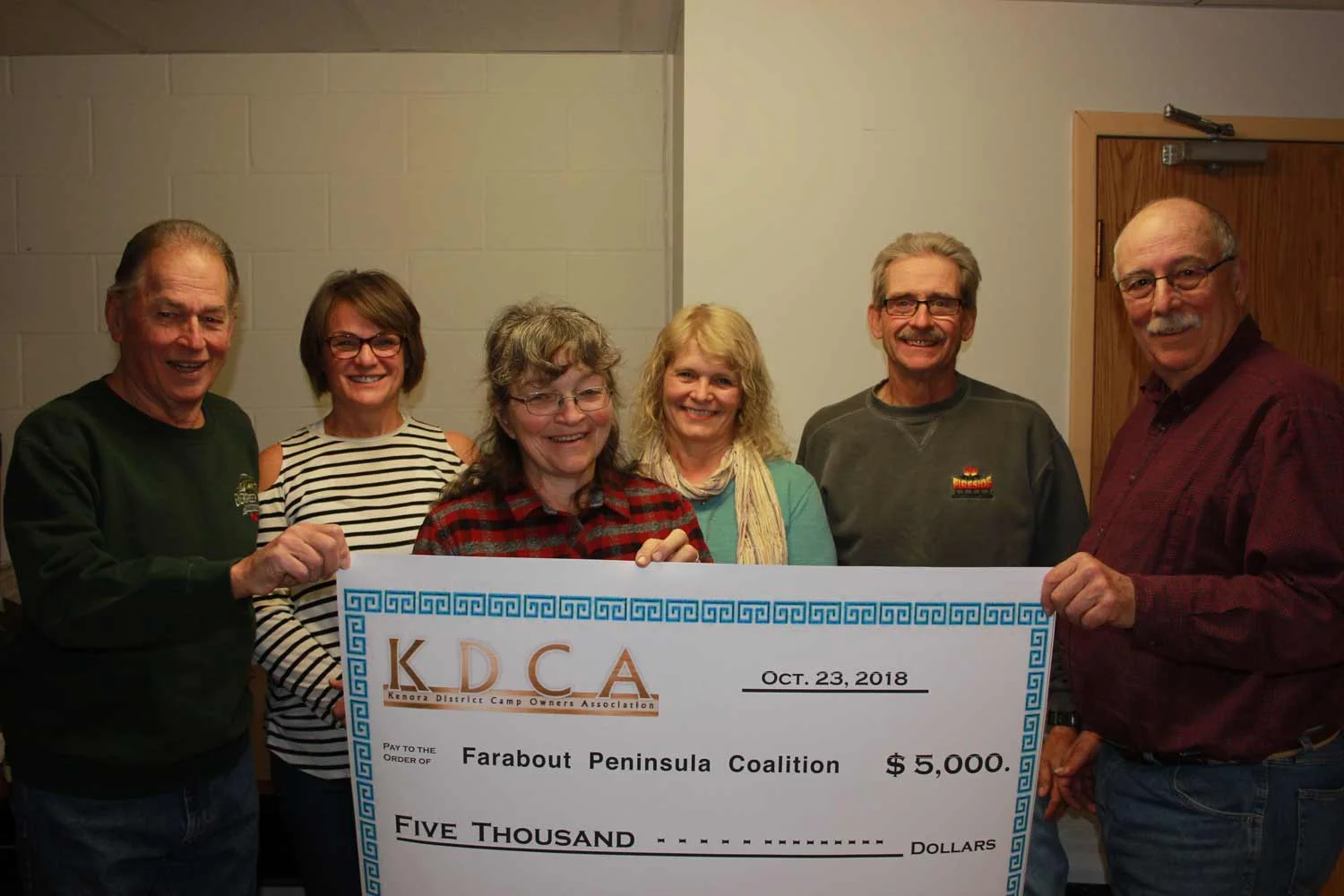 From the left: Mal Tygesson - Evergreen Lodge, Karla Clark - Clark’s Resorts & Outposts, Carolle Eady - Farabout Peninsula Coalition, Gale Extence - Rainbow Point Lodge, Alan Brandys - Fireside Lodge, Steve Hartle - Treasurer, Kenora District Camp Owners Association.