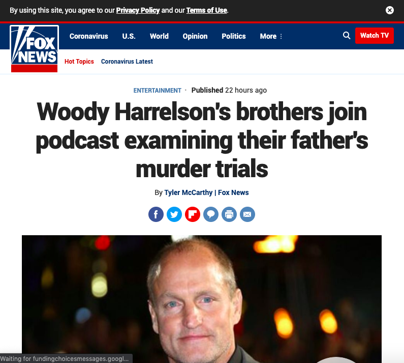 Woody Harrelson Father Hitman Fox News High Five Content