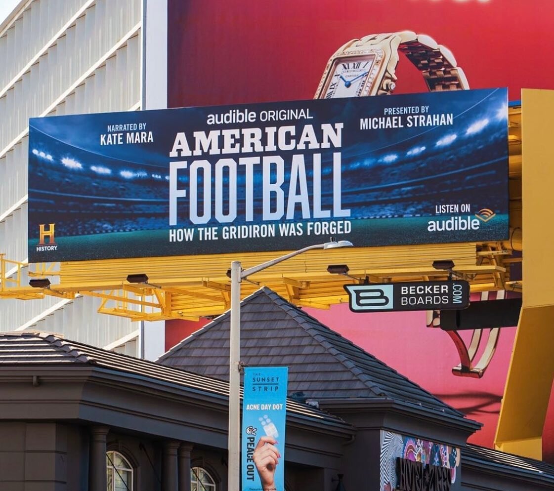 Our American Football podcast has a billboard up in L.A.  Check it out now for free on Audible and Apple and wherever you get your podcasts! 
.
#americanfootballshow #football #nfl #history #sports #podcast #audible #documentary