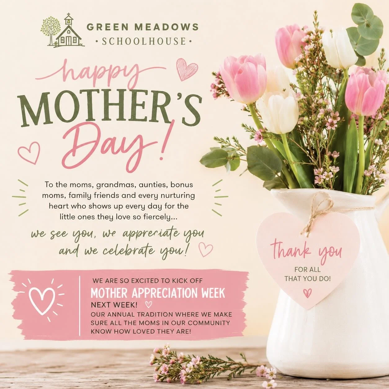 💐 To the Moms &amp; Mother Figures Who Make Childhood Magic 💐

To the moms. The grandmas. The aunties. The bonus moms. The family friends. The caregivers. The village. 💗

To the ones kissing boo-boos, packing lunches, rocking babies, cheering from
