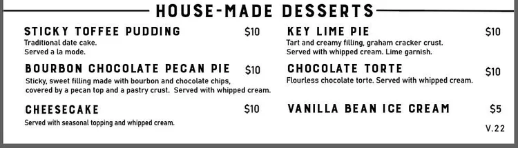Menu — The Frisco Barroom