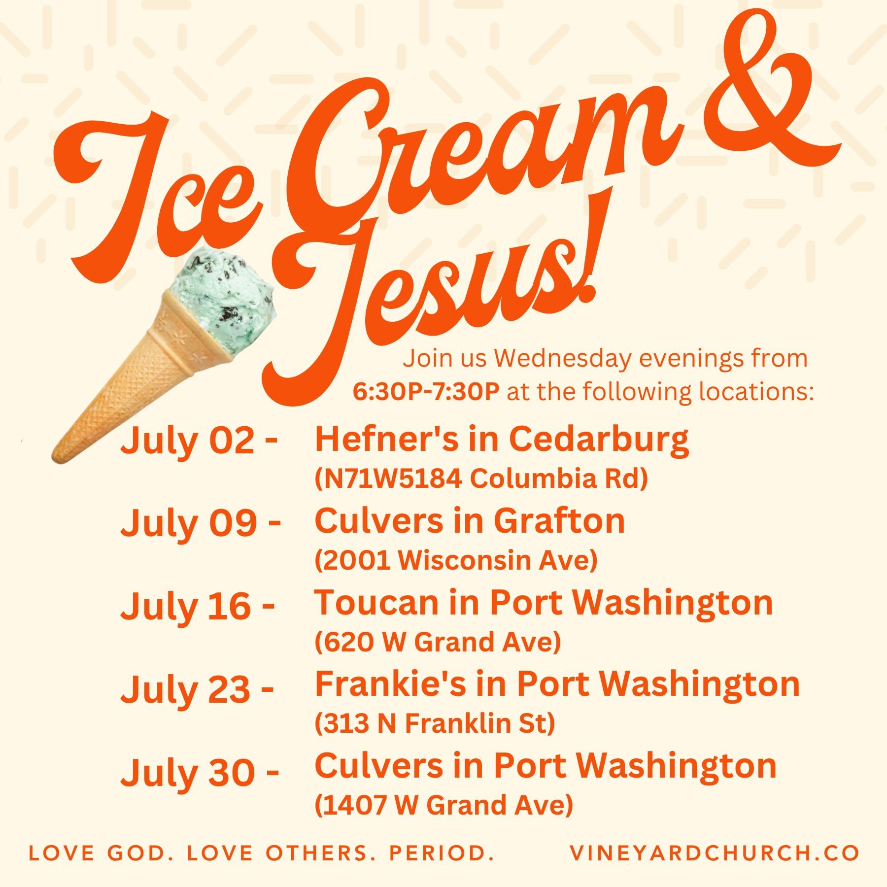Grab your friends and family for an hour of delicious treats, meaningful devotions, and great conversation! Each week we&rsquo;ll gather at a different local spot to enjoy some food and fellowship together.

SCHEDULE:

July 2 &ndash; Hefner&rsquo;s (