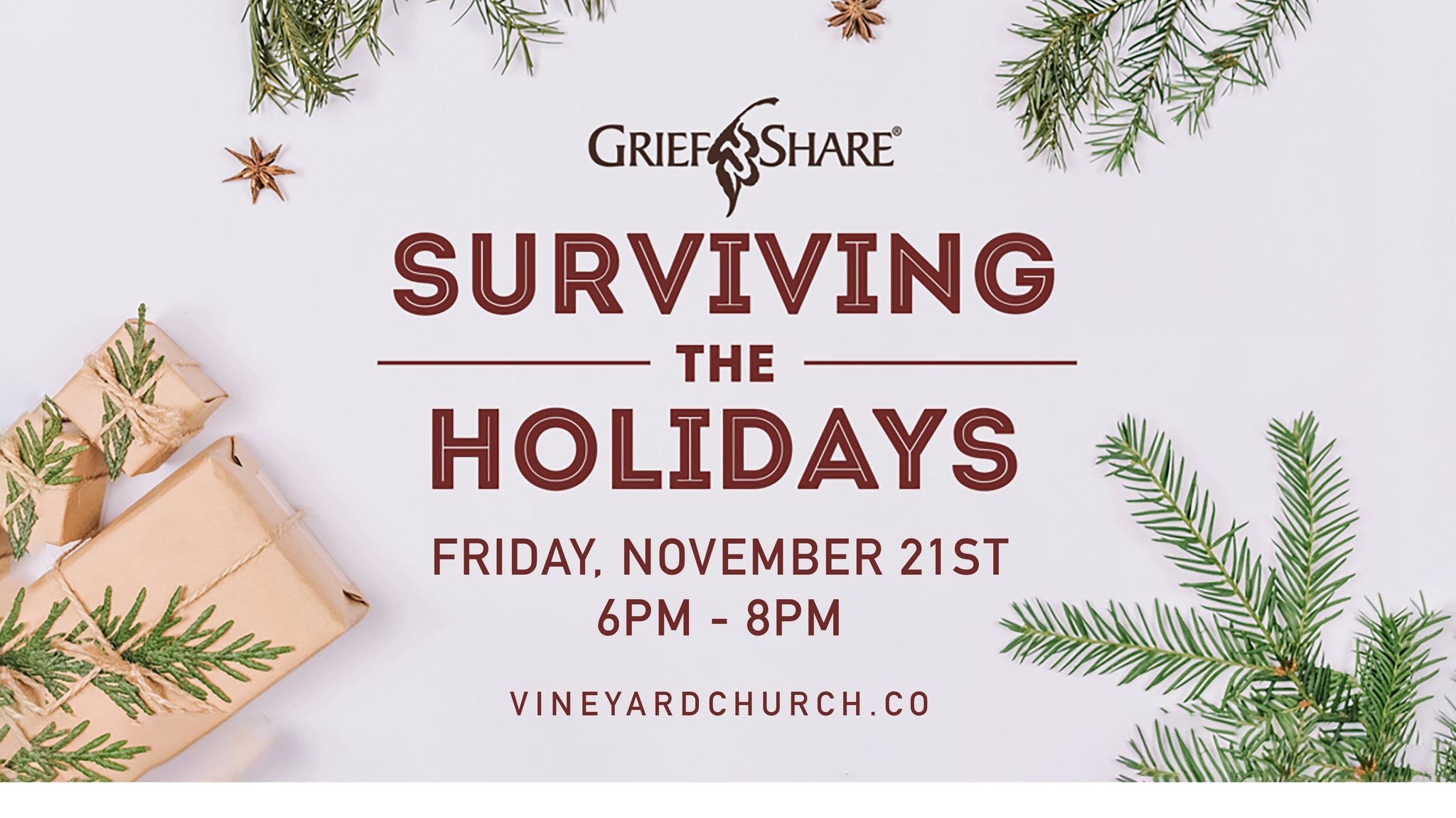 Friday, November 21st | 6:00 pm

Grief can make the holidays feel overwhelming. Surviving the Holidays is a 2-hour event designed to help you find hope and strength as you navigate this season. You&rsquo;ll gain practical tools, hear from others who 