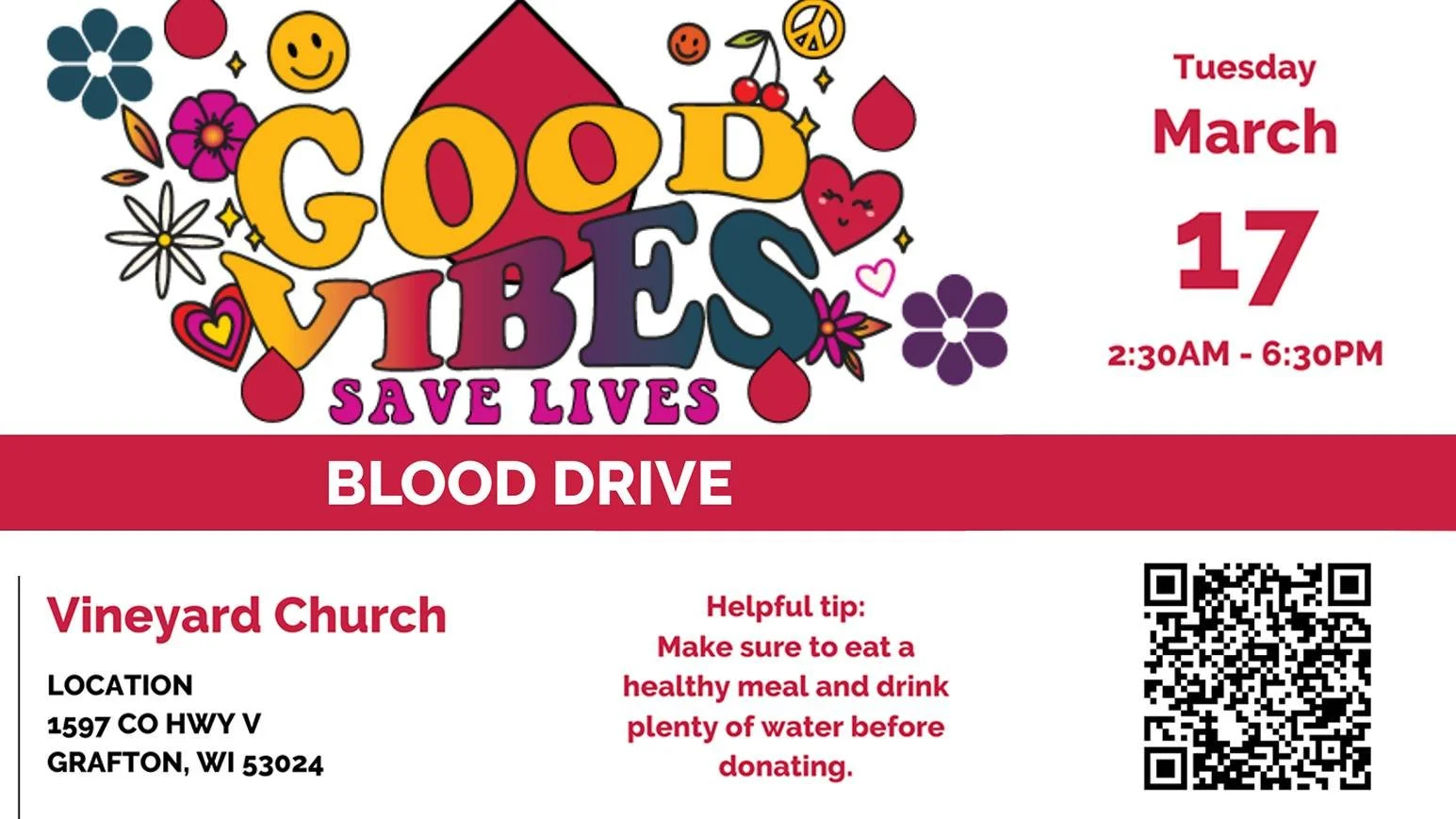 Be a hero in an hour!

 We&rsquo;re hosting a Blood Drive and need YOU. One donation can save up to three lives. Sign up, show up, and make a life-saving difference. Those donating will receive a free t-shirt! 

Let&rsquo;s come together to bring hop