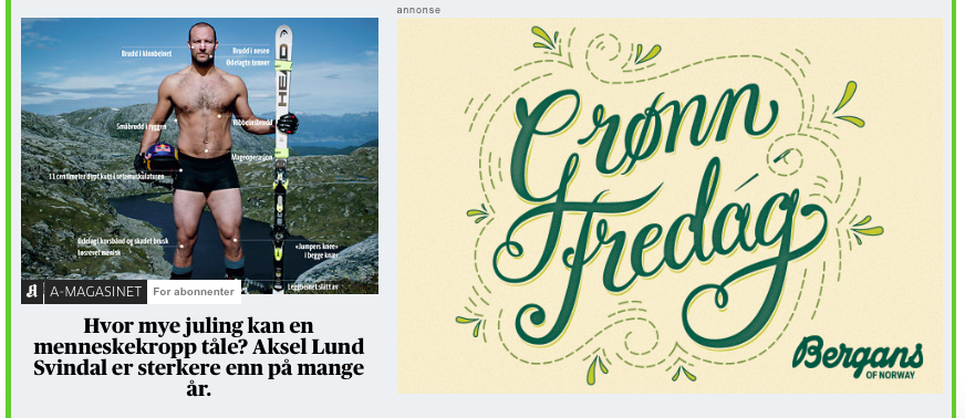 Slik annonserte Bergans i Aftenposten søndag før Black Friday.