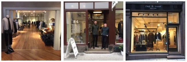 Et utdrag fra Prinsens gate: Livid Jeans, brødrene Emil og Alexander foran F5 Concept Store, og Rag & Bone.