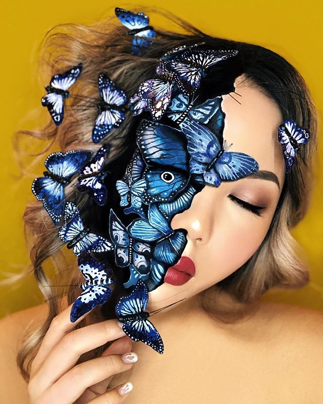 OUT OF HER MIND 🦋 This is all #makeup on my face and hand-painted paper #butterfies on my hair and nails. 🦋⁣⁣⁣⁣
⁣⁣⁣⁣
Tag a friend who needs to stop thinking so much. ⁣⁣⁣⁣
⁣⁣⁣⁣
Used @kryolanofficial Aquacolors, @suvabeauty Hydraliners, @cozzettebeau