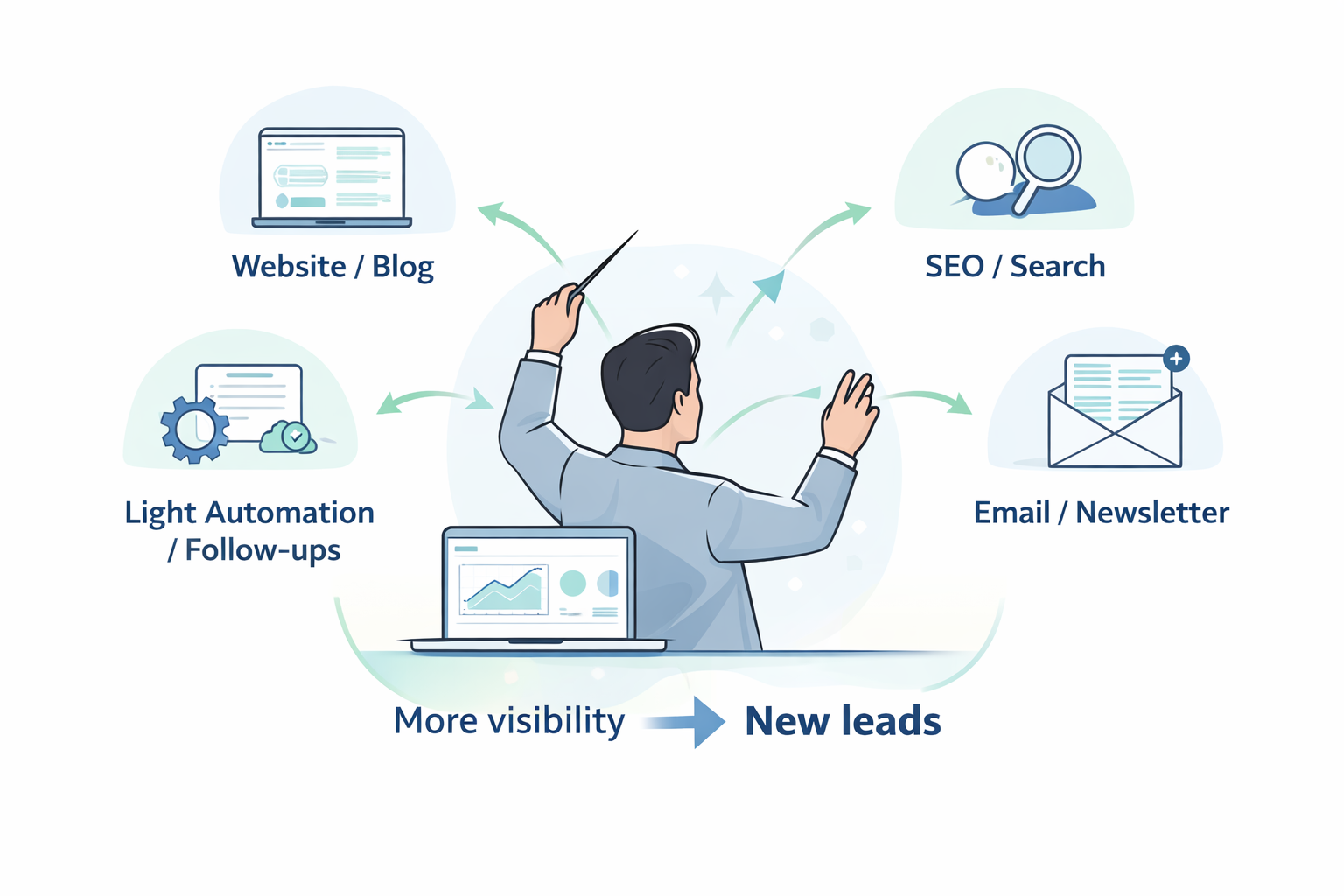 Content That Doesn’t Depend on You: How a Marketing “Automation Conductor” Keeps Your Business Visible