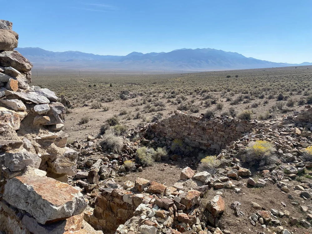  Remains of the Clan Alpine Mining Camp at the base of Cherry Creek Canyon. 