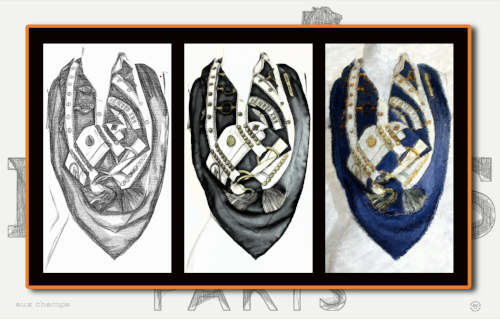 “aux champs” in dedication to the Hermes classic scarf done in three frames.