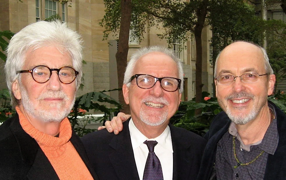 Video artist Skip Blumberg, curator John Hanhardt, and artist Bill Viola