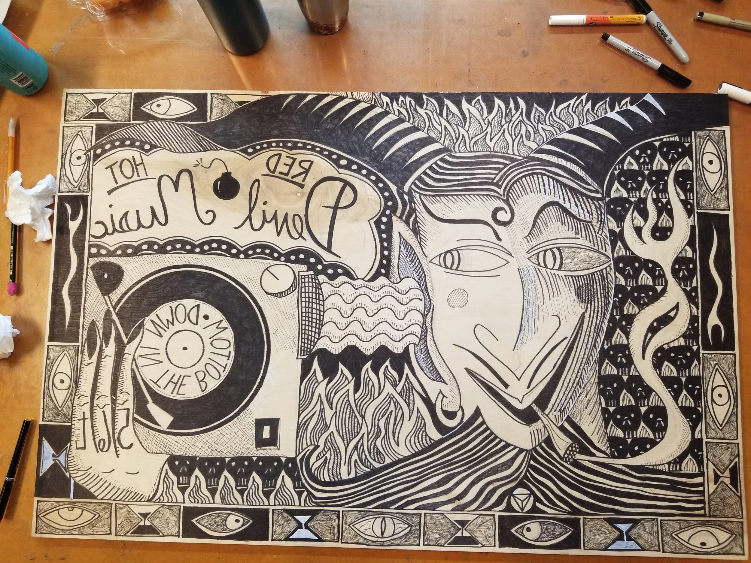 Drawing finished and almost ready for carving.