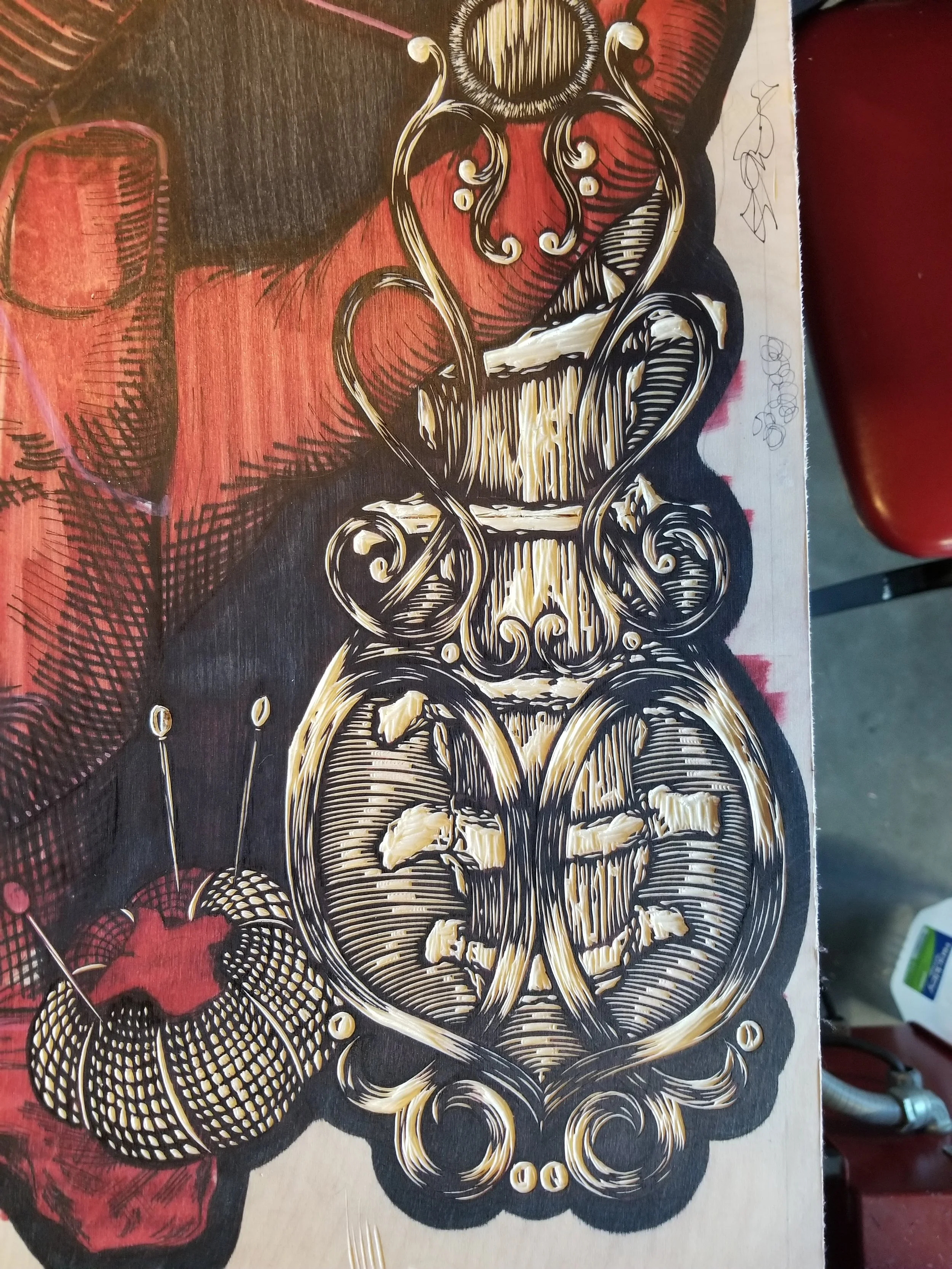 It’s one thing to draw it, but quite another to carve it. She’s a technician on both counts.