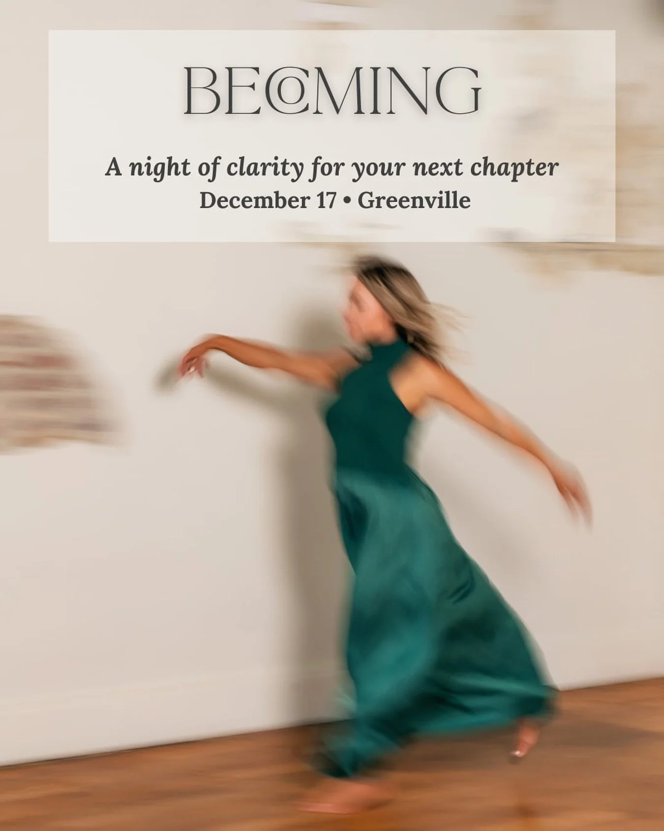 BECOMING
A night of clarity for your next chapter.

On December 17th, I&rsquo;m hosting an intimate identity-aligning evening for women who feel themselves entering a new season&hellip;
a new iteration&hellip;
a new way of being.

And with tonight be