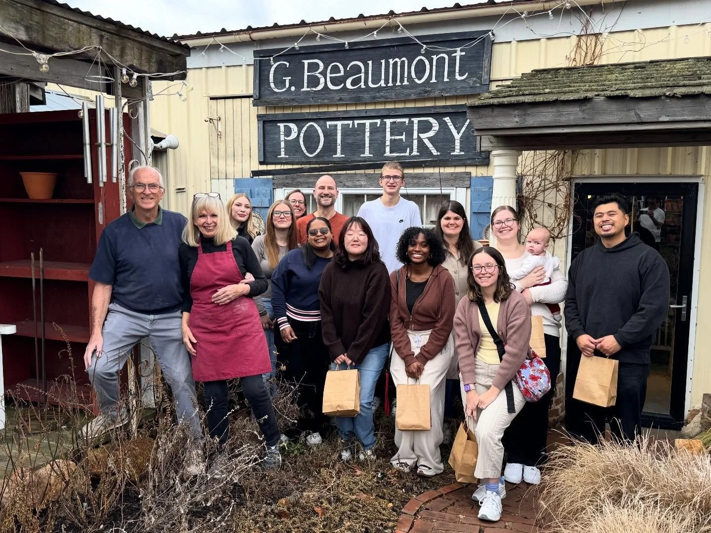 Our staff had a wonderful time visiting Jerry and Janet Beaumont yesterday for our staff Christmas party! The Beaumonts are talented artisans and wonderful people. We love partnering with them to serve our coffee and pastries in one-of-a-kind pottery