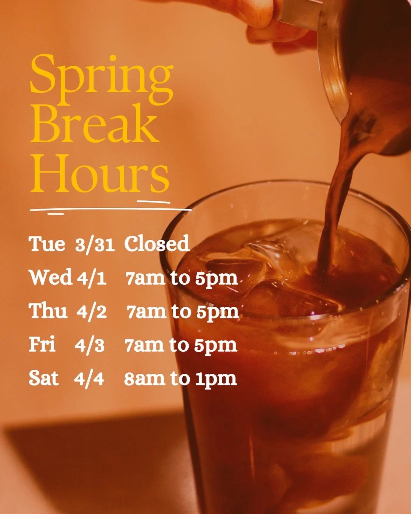 Ragamuffins will have modified hours for Spring Break! ☀️
