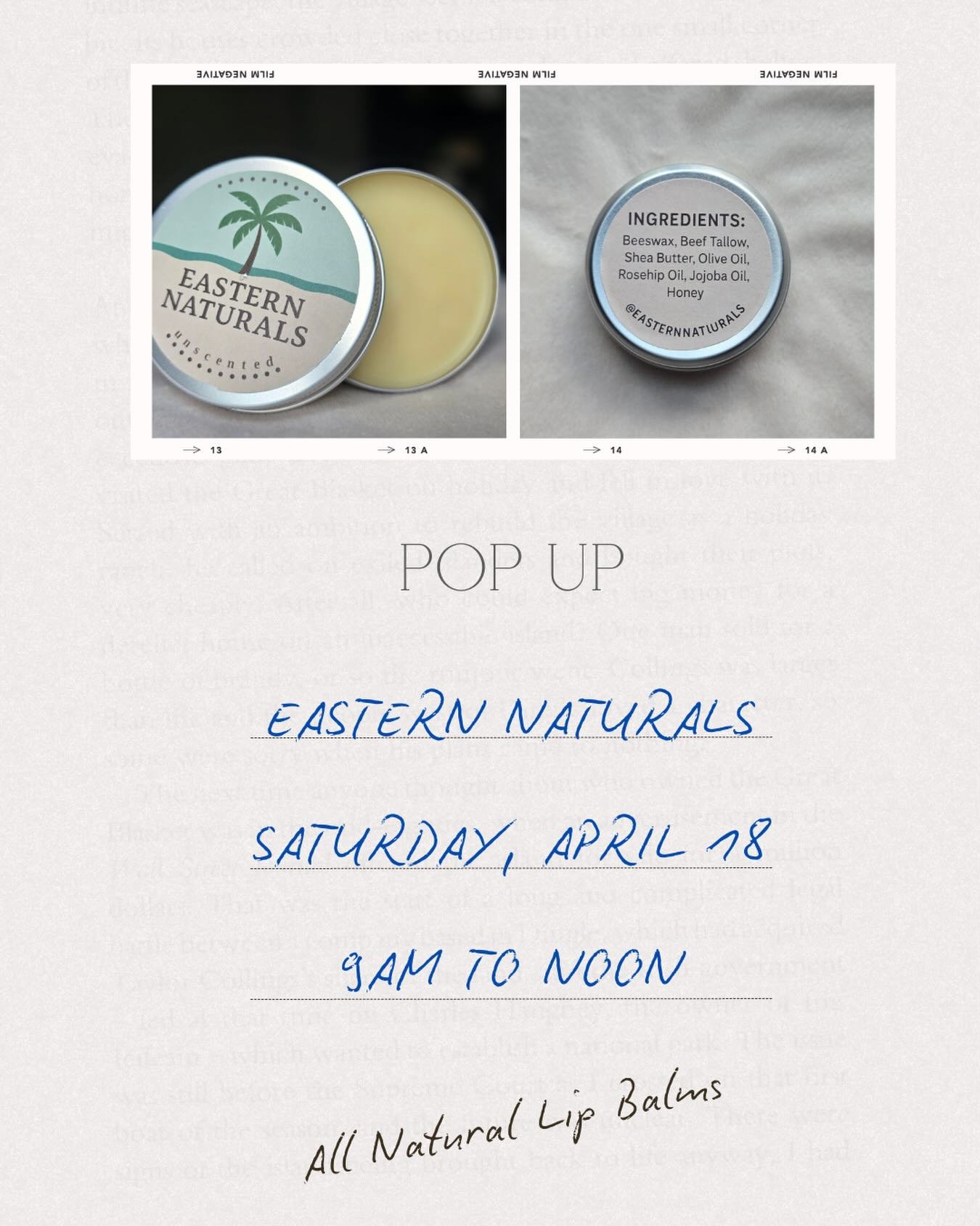 @easternnaturals will be popping up at Ragamuffins tomorrow!
