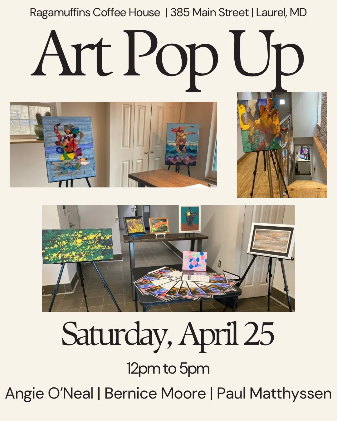 Enjoy an afternoon of art and music at Ragamuffins on Saturday! Three local artists will be showcasing their work from 12pm to 5pm. Then, @collideduo  will be performing a set from 5pm to 5:45pm!