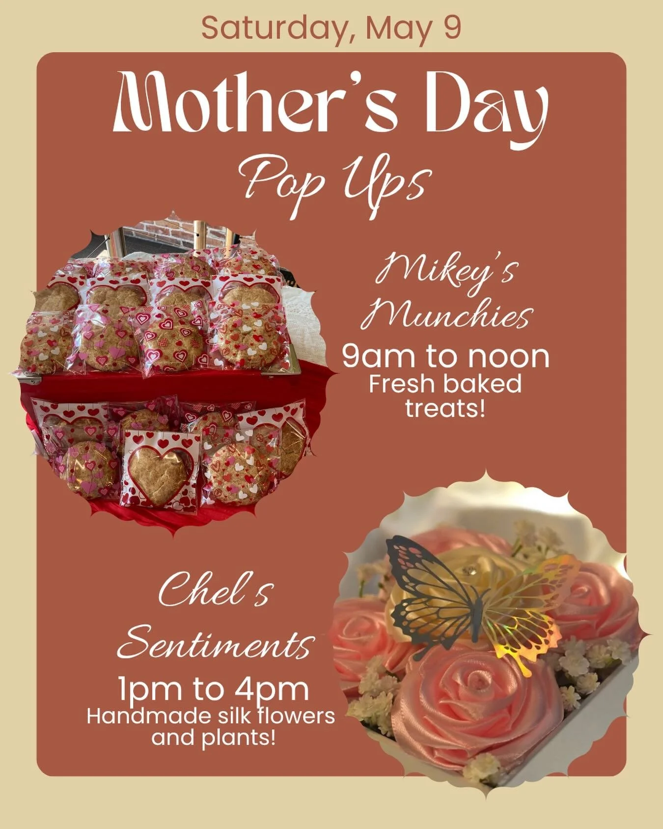 We have 2 exciting pop-ups this Saturday, May 9! Stop by and treat yourself or pick up a gift for Mother&rsquo;s Day 💐