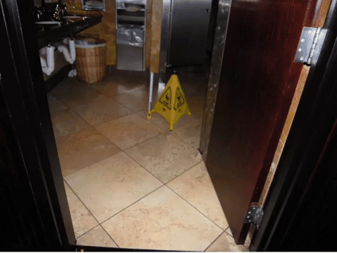 Slip and fall on wet bathroom floor