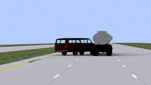 Van Crashes into Tanker Truck