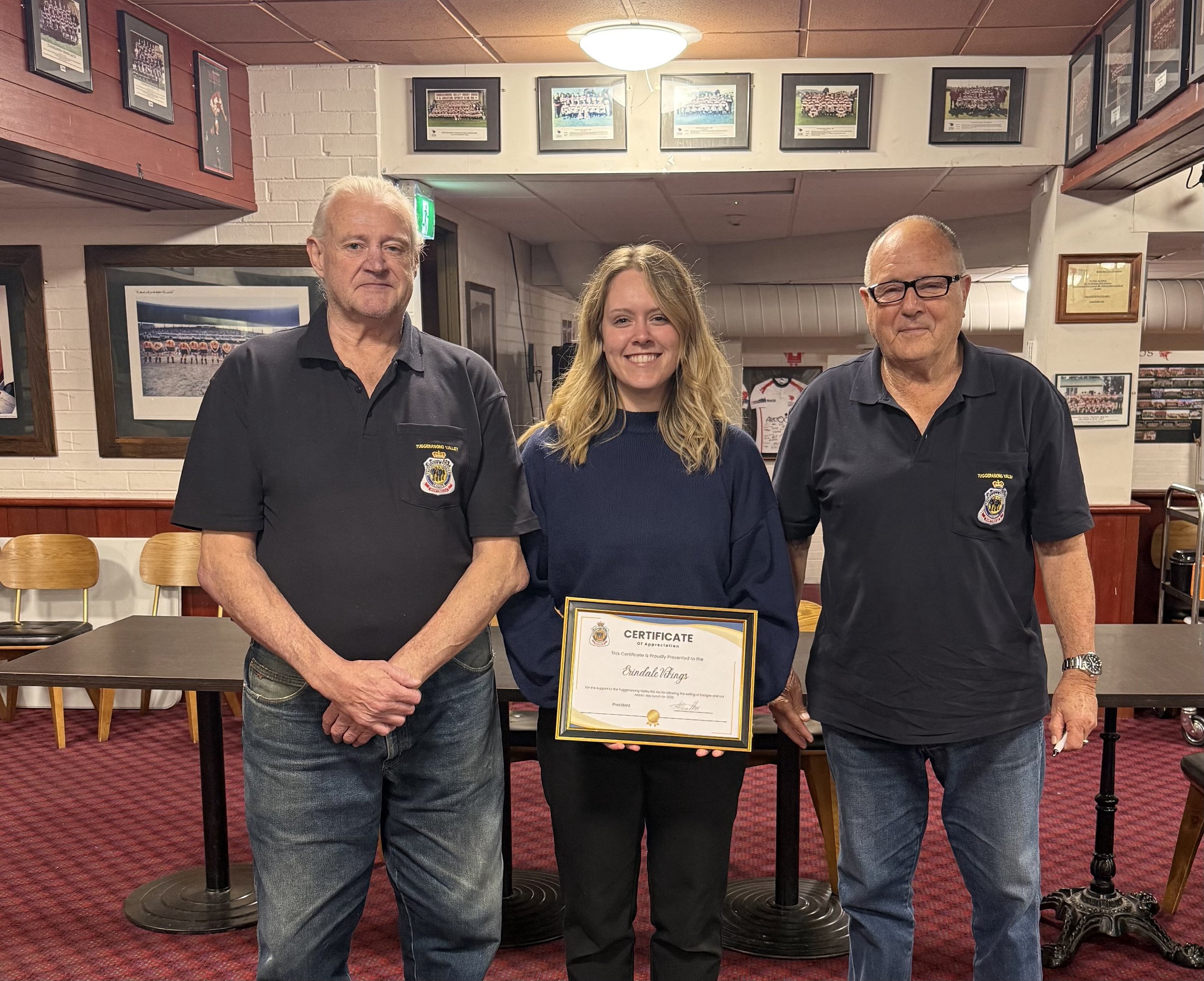 Erindale Vikings Recognised for Anzac Day Support