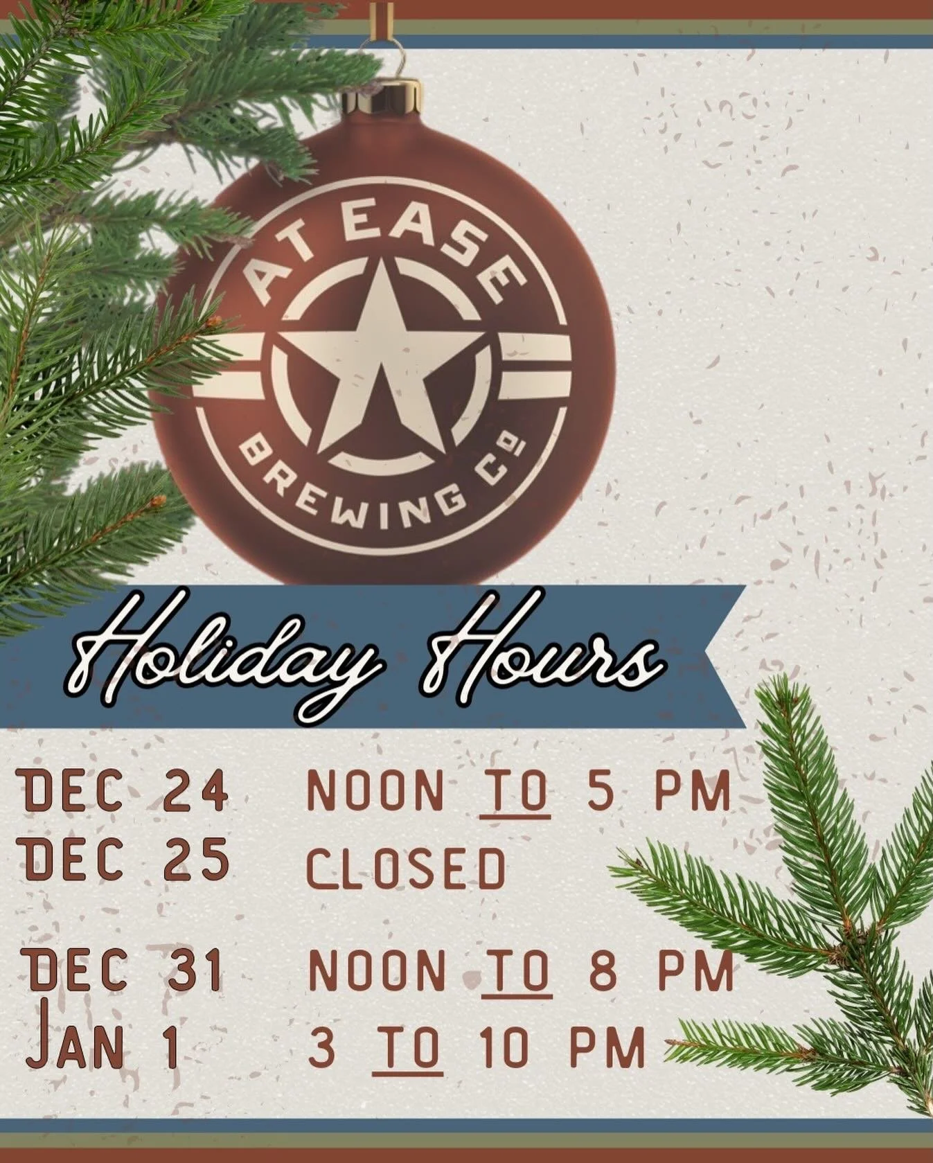Our hours the next couple weeks will be slightly adjusted for the holidays. 

We will be OPEN on December 24 (Christmas Eve) from noon until 5 pm. @buenosairesgrillsac will be joining us with food options &amp; empanada pick ups! 

We will be closed 
