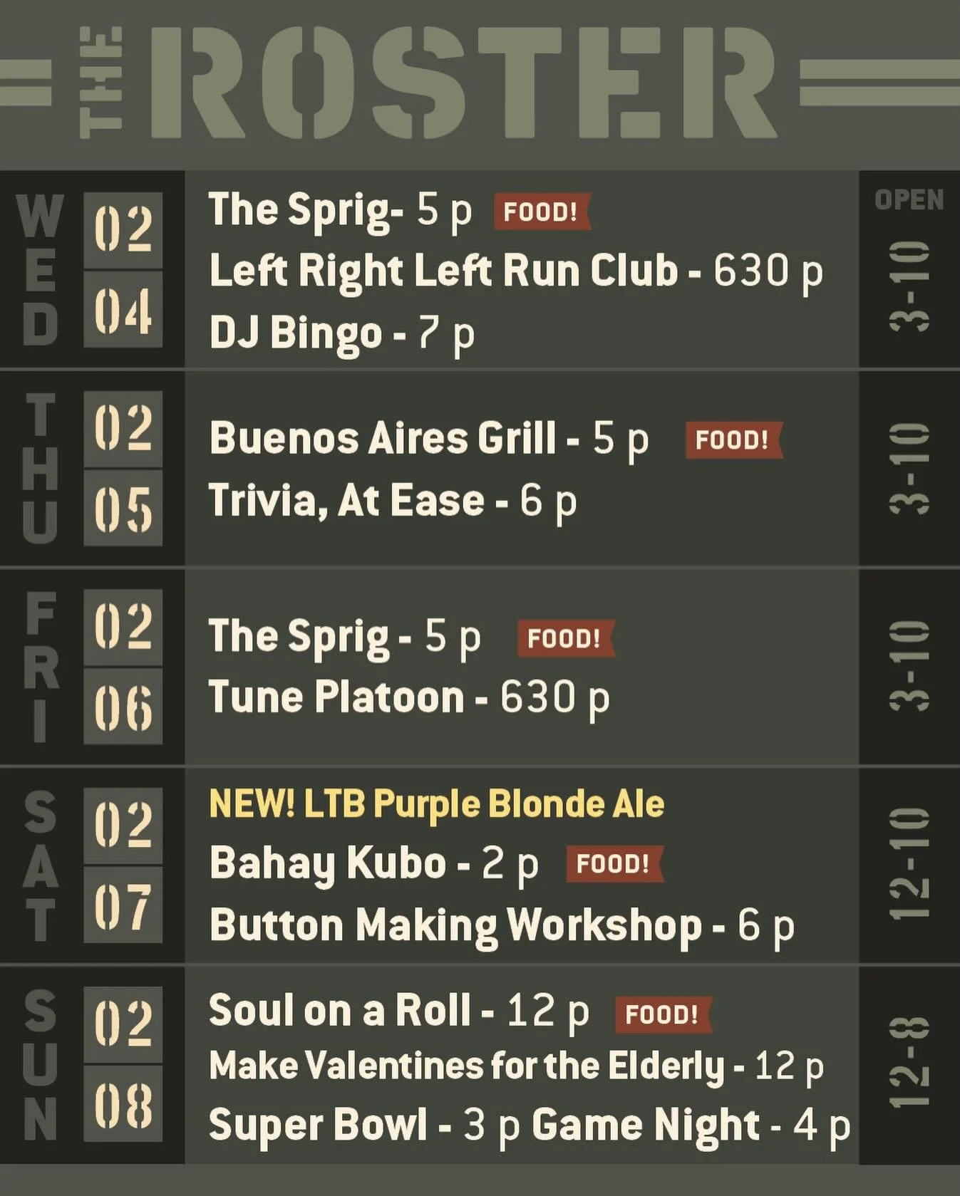 It might be fake Spring this week, but we are digging the weather &amp; we&rsquo;ve got lots happening in the tap room! 

Wednesday we are starting our week with @thesprig_sacramento - they are serving up delectable tacos and quesadillas. Our weekly 