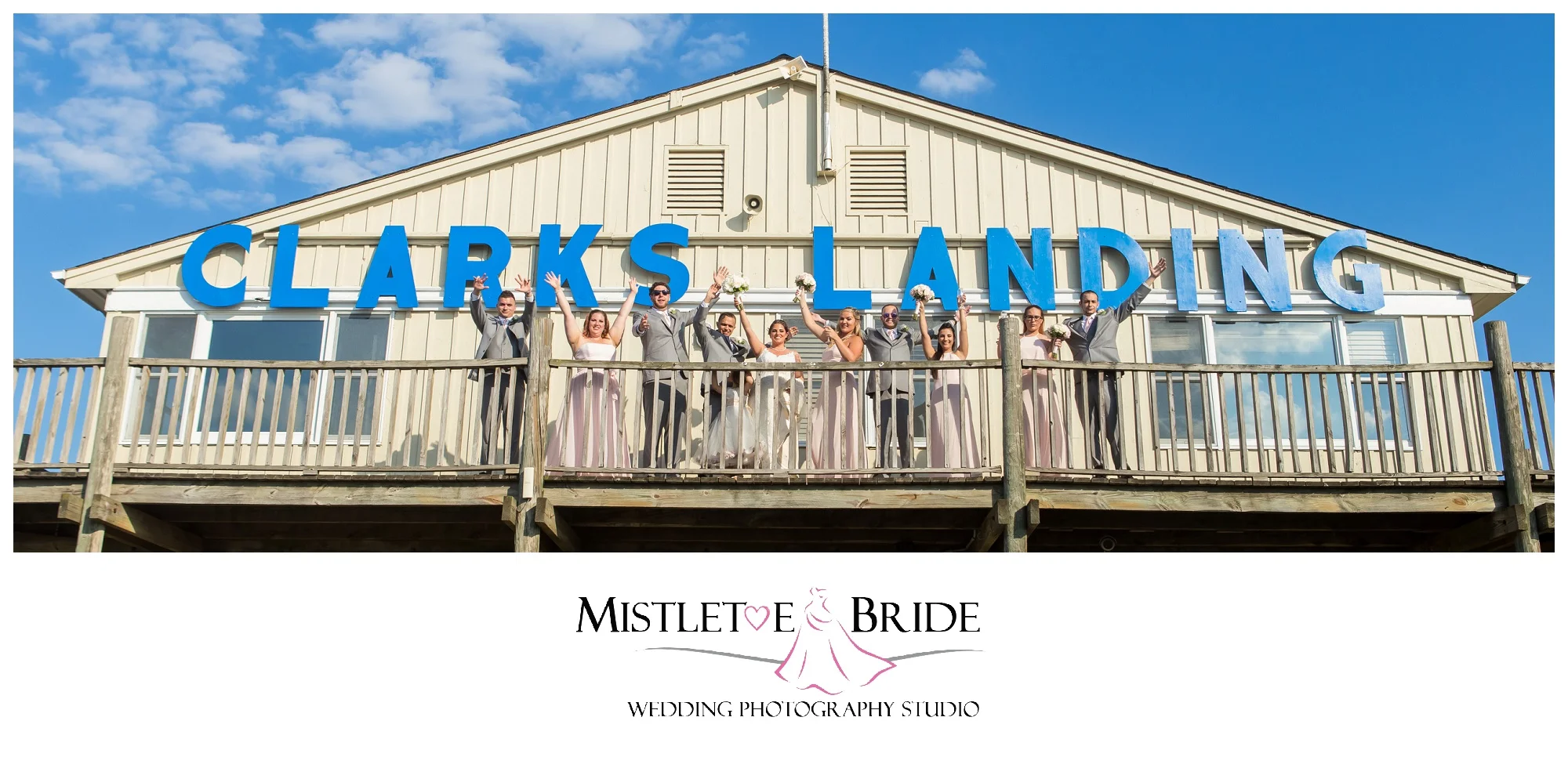 Amy & Brian embrace the sunset at Clarks Landing for their summer Wedding