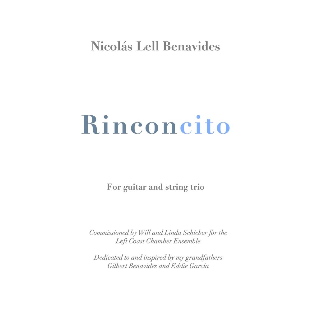 Rinconcito (Benavides) Score + Parts (PDF) for Guitar, Violin, Viola, and Cello